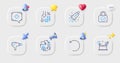 Deflation, Security lock and Creativity concept line icons. For web app, printing. Vector