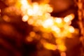 Defocus Lights With Bokeh Ginger And Amber Colour Background, Blur, Soft Focus. Autumn And Late Sunset Mood.