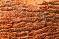 Defocus red brick texture macro closeup, old detailed rough grunge texture. Red brick texture macro closeup, old