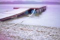 Defocus Sea landscape hills horizon sky fog nature wooden pier . Royalty Free Stock Photo