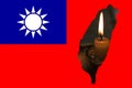 Defocus Taiwan flag, official colors and proportion correctly. National Taiwan flag. Taiwan map. Democracy. Memory