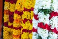 Defocus on the Yellow Marigold garland - India Thailand traditional Royalty Free Stock Photo