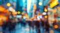 A defocused background of bustling streets and skysers fades into an unrecognizable blur highlighting the dominance of