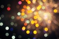 Defocused of beautiful polygon lights..Bokeh of multi colorful light in 7 polygon heptagon in smoky night background