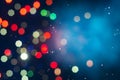 Defocused of beautiful polygon lights and light ray..Bokeh of colorful lighting in 7 polygon heptagon in smoky night background