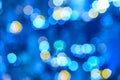 Defocused blue lights abstract background. Bokeh effect. City lights Royalty Free Stock Photo