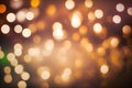 Defocused blurred bokeh lights background, soft focus of shining golden light dots Royalty Free Stock Photo