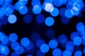 Defocused of blurred phantom blue bokeh circle light from lighting bulb in the night for abstract background texture Royalty Free Stock Photo