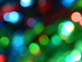 Defocused bokeh circle green and blue night lights background texture. Royalty Free Stock Photo