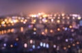 Defocused bokeh of Prague and Vltava river with Charles Bridge