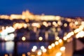 Defocused bokeh of Prague and Vltava river from Vysehrad - Roman Royalty Free Stock Photo