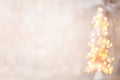 Defocused christmas tree silhouette with blurred lights. Royalty Free Stock Photo