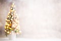 Defocused christmas tree silhouette with blurred lights. Royalty Free Stock Photo