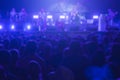 Defocused crowd and performers on music festival Royalty Free Stock Photo