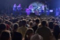 Defocused crowd and performers on music festival Royalty Free Stock Photo