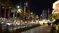 Defocused fabulous Las Vegas Strip boulevard, luxury casino and hotel, gambling area in Nevada, USA. Nightlife and traffic near Royalty Free Stock Photo