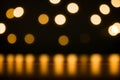 defocused golden bokeh lights, abstract background Royalty Free Stock Photo