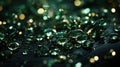 Defocused Green Color Gem in Sparkles Glitter Backdrop Royalty Free Stock Photo