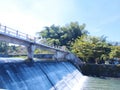 Defocused heavy river dock flow