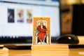 Defocused illustrative editorial tarot cards. Royalty Free Stock Photo