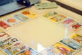 Defocused illustrative editorial tarot cards. Royalty Free Stock Photo