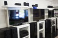 Defocused image of television sets Royalty Free Stock Photo
