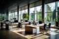 Defocused image of workplace in modern elegant office Royalty Free Stock Photo