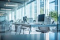 Defocused image of workplace in modern elegant office Royalty Free Stock Photo