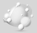 Defocused light levitating spheres with particles wave flowing atmospheric ambient vector background, 3D balls dynamic design, Royalty Free Stock Photo
