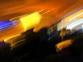 Defocused lights background view from inside bus with passengers Royalty Free Stock Photo