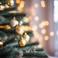 Defocused Lights Christmas Background with Decorated Tree Royalty Free Stock Photo