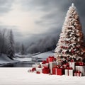 Defocused Lights Christmas Background with Decorated Tree Royalty Free Stock Photo