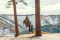 Defocused motion man on a swing Royalty Free Stock Photo