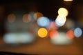 Defocused traffic night light bokeh. Royalty Free Stock Photo