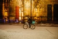 Defocused view of Deliveroo Rider delivery boy silhouette