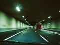 Driver point of view pov in Dutch tunnel highway Royalty Free Stock Photo