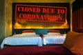 Defocused view of interior of an upmarket hotel room, empty and closed due to coronavirus Royalty Free Stock Photo