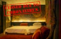 Defocused view of interior of an upmarket hotel room, empty and closed due to coronavirus Royalty Free Stock Photo