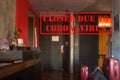 Defocused view of interior of an upmarket hotel room, empty and closed due to coronavirus Royalty Free Stock Photo