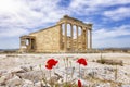 Defocused view to the Erechtheion Temple at the Acropolis of Athens