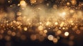 Defocused vintage lights background in light gold and black with glitter Royalty Free Stock Photo