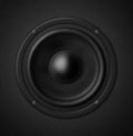 Defocusing Stereo music audio equipment bass sound speaker, black sound speaker Royalty Free Stock Photo