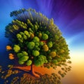 Deforest environmental problem, aerial split image from above top view,logging of rain forest, created with Generative AI