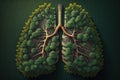 Deforestation as human lungs shape top view illustration generative ai