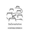 Deforestation icon. Rain forest tree cutting and environment impact simple vector illustration