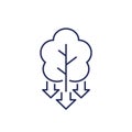 deforestation line icon, decrease in forest areas