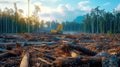 Deforested Area in the Amazon Rainforest. AI Generated Royalty Free Stock Photo