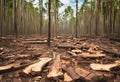 Deforested area leading to ecological degradation.AI Generated Royalty Free Stock Photo