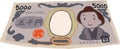 Deformed Cute hand-painted Japanese 5000 yen note