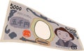 Deformed Cute hand-painted Japanese 5000 yen note